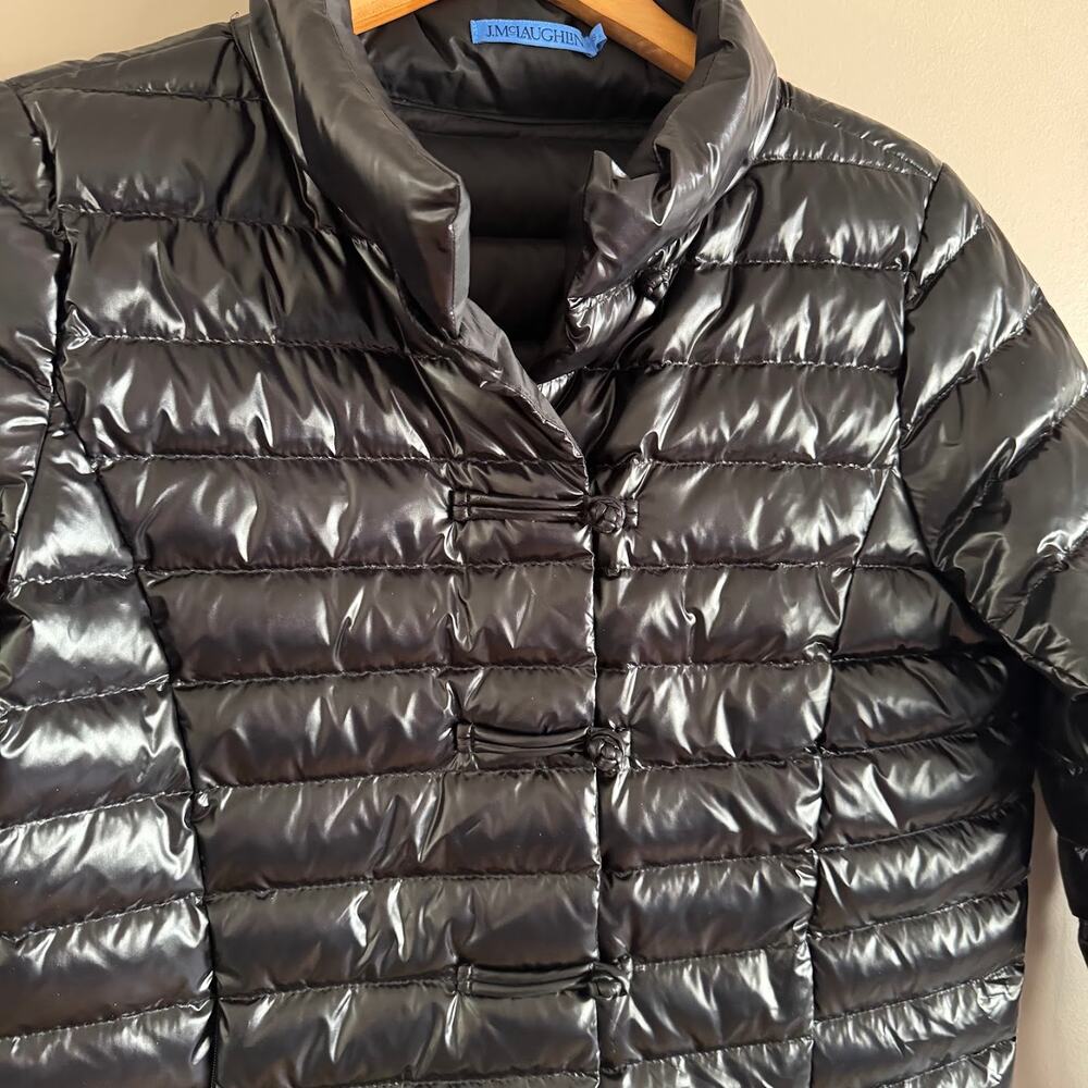 J.McLaughlin Hayes Shiny Black Down Puffer Jacket Coat - Picture 3 of 6